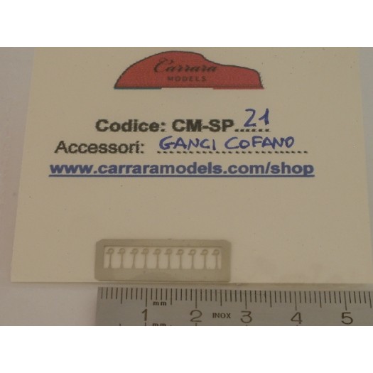 CM-SP21 set 10 pz ganci cofano in fotoincisione per auto corsa sport prototipo - scala 1:43